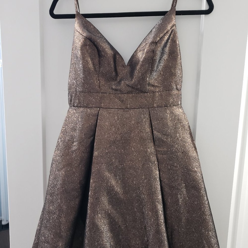Bronze Metallic Mini Baby Doll Dress size Small